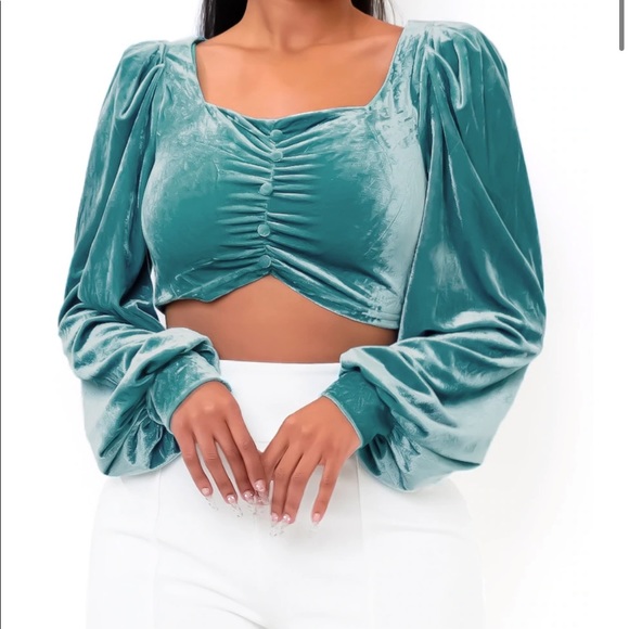 NWT- Teal Velvet Top MUST HAVE - Picture 3 of 4